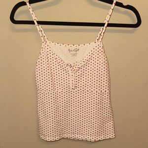Brandy Melville White Camisole with Red Heart Pattern